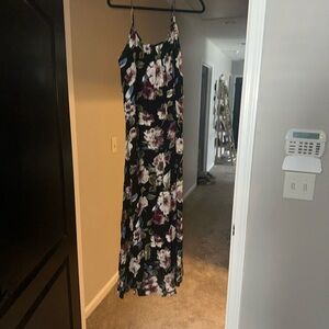 Floral Maxi Dress - Black and Purple